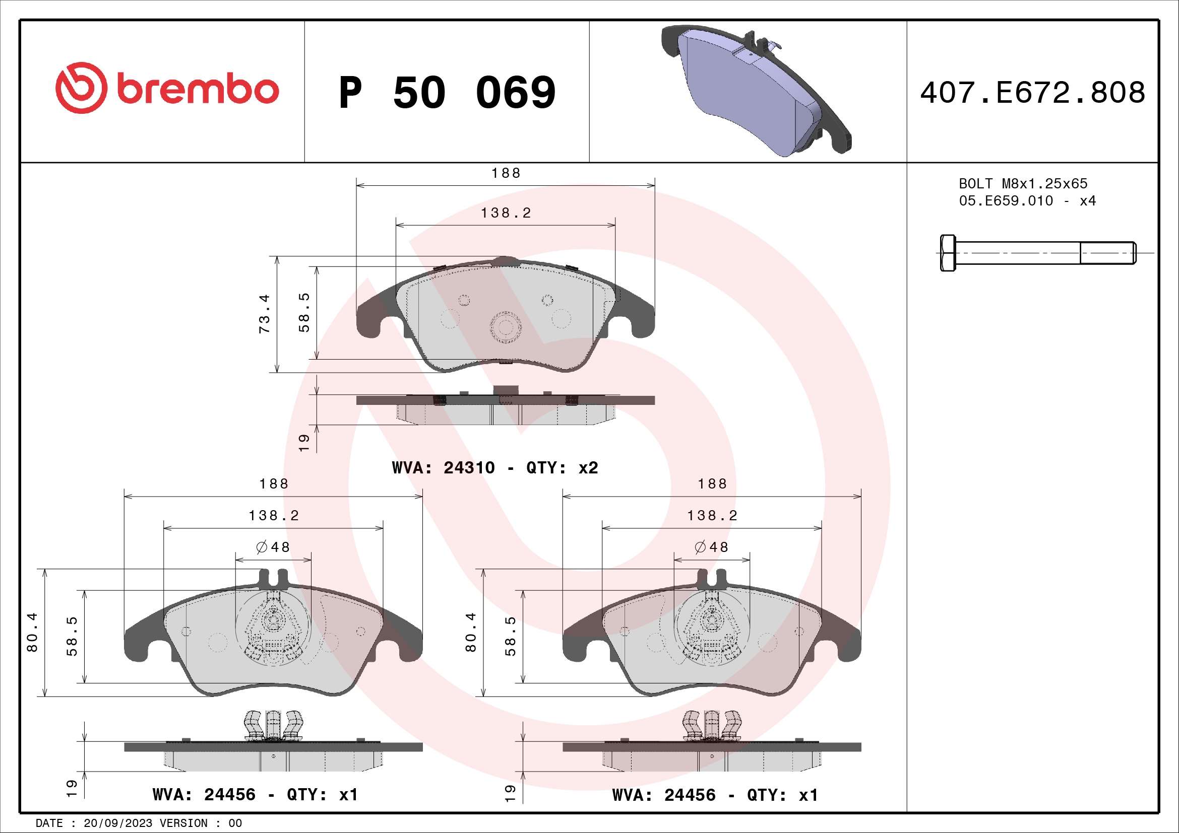 A.B.S. P 50 069 BREMBO BREMSBELÄGE, RICHTUNGSGEBUNDEN Bremsbelagsatz, Scheibenbremse